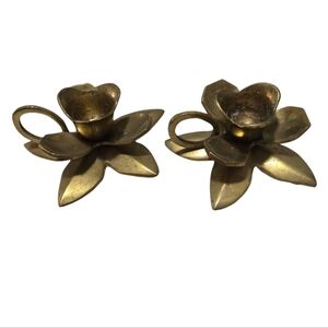Solid Brass Flower Shaped Candle Holders